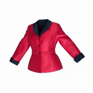 FRENCH SATIN REVERSIBLE RED/BLACK SUIT JACKET TRES CHIC! SZ 12 w/ BLACK CAMISOLE